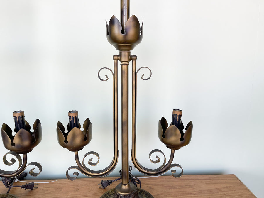 Pair of Metal Tulip Lamps