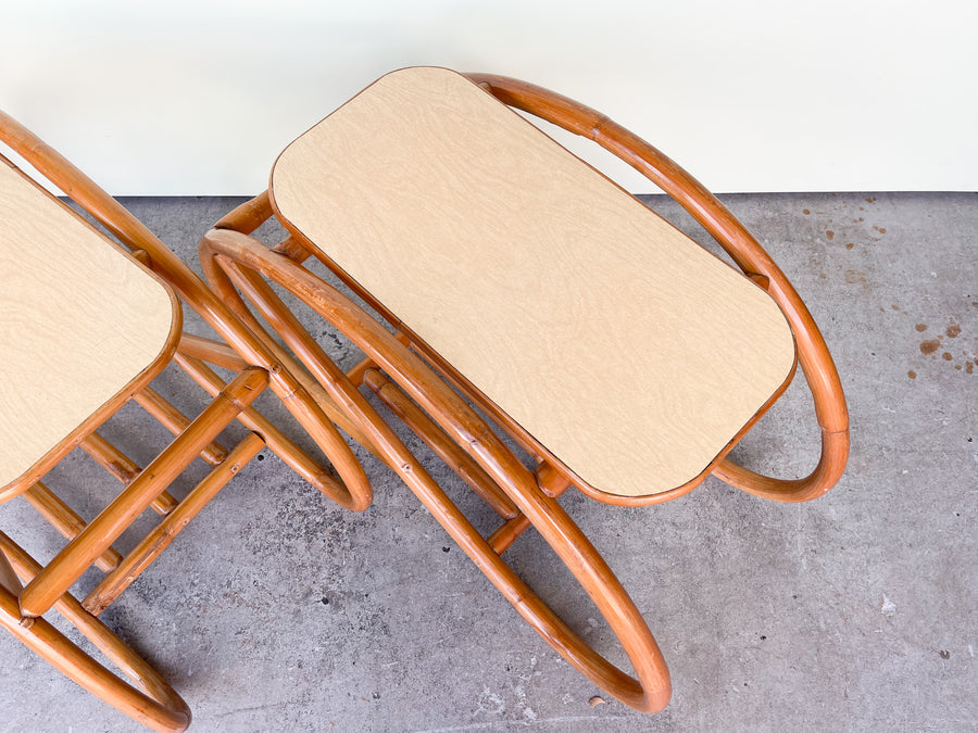 Pair of MCM Rattan Side Tables