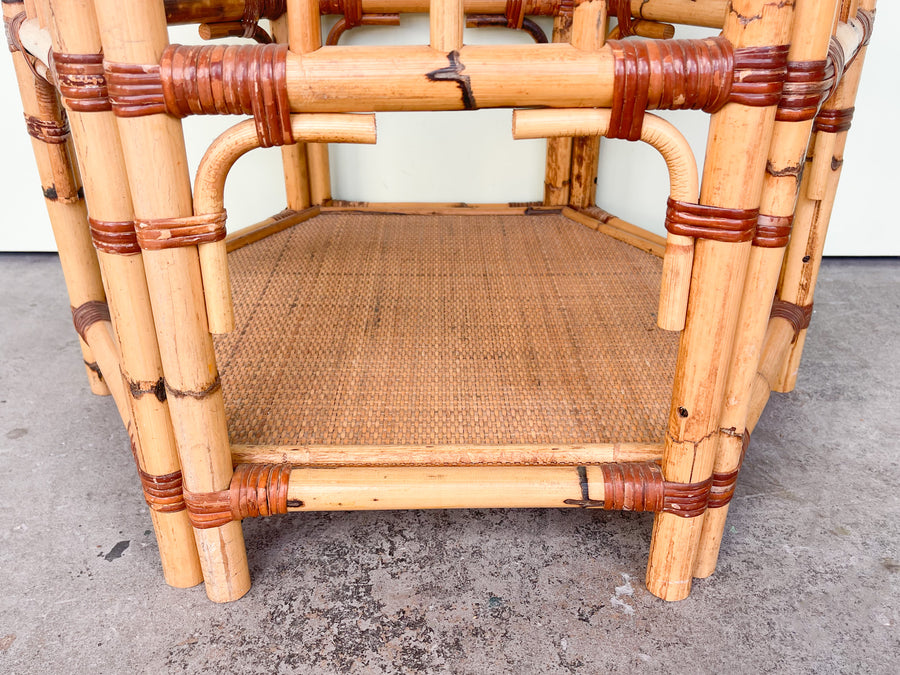 Old Florida Rattan Side Table
