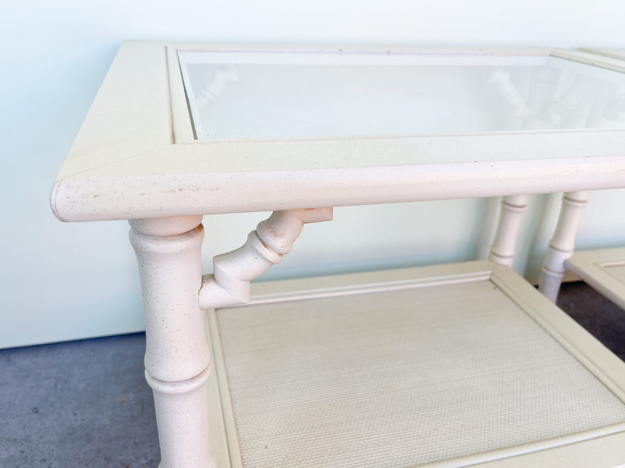 Pair of Faux Bamboo Fretwork Side Tables
