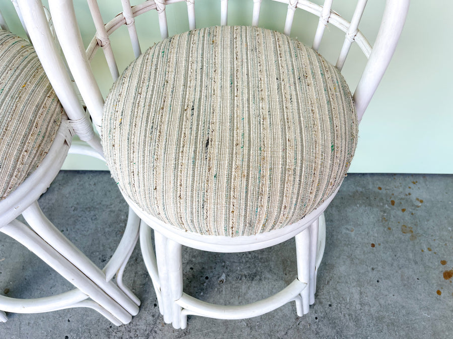 Pair of Old Florida Rattan Bar Stools