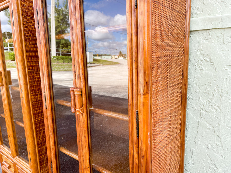 Pair of Island Style Rattan and Seagrass Cabinets