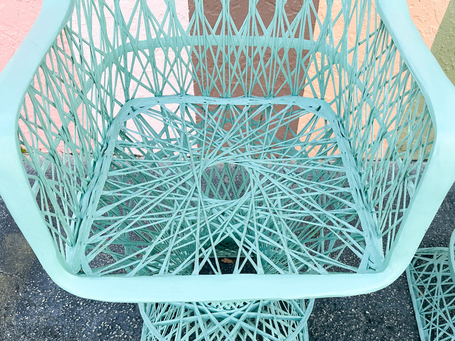Pair of Seafoam Webspun Bar Stools