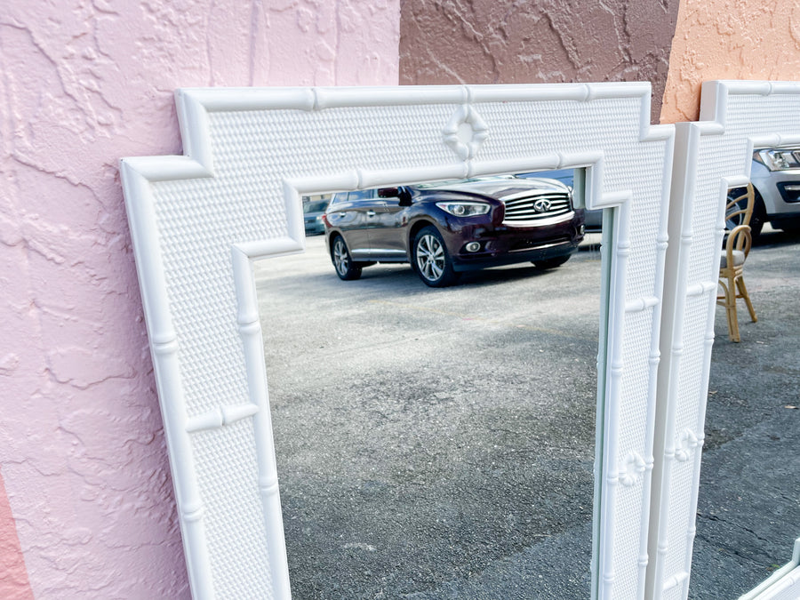 Pair of Faux Bamboo Omega Mirrors
