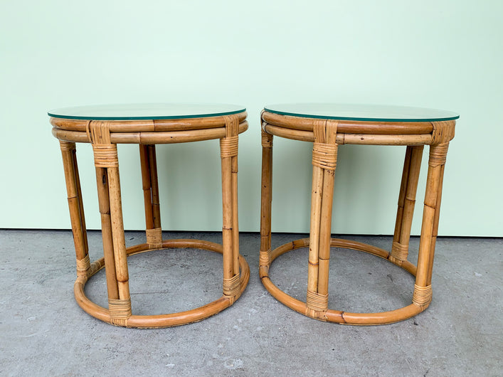 Pair of Island Style Drum Cocktail Tables