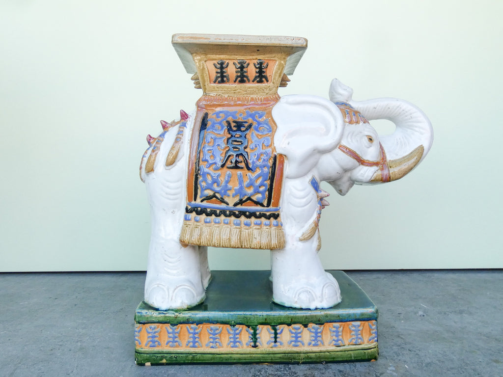 Colorful Terracotta Elephant Garden Seat