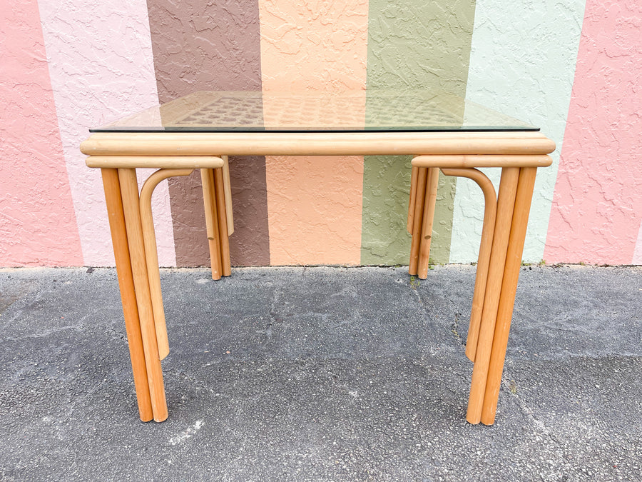 Lattice Love Honey Rattan Dining Table Set