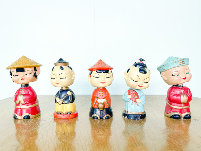 Set of Five Japanese Bobble Heads