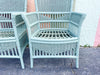 Pair of Seafoam Rattan Arm Chairs