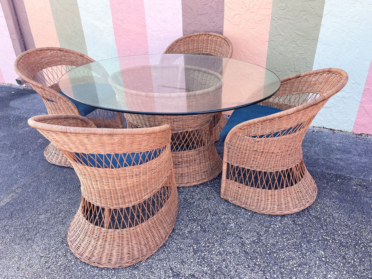 Wicker Chic Dining Table and Chairs