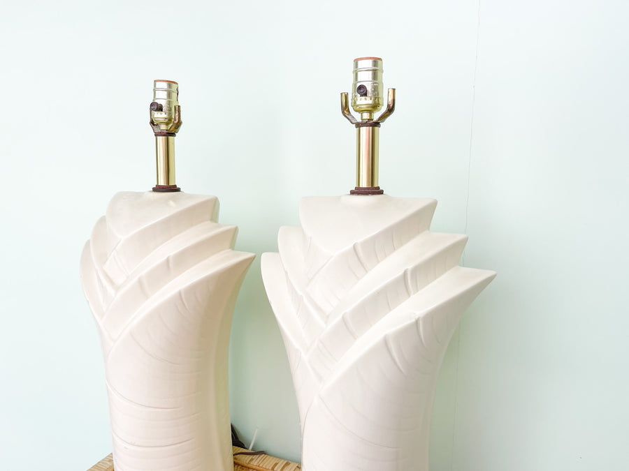 Pair of Cream Art Deco Lamps