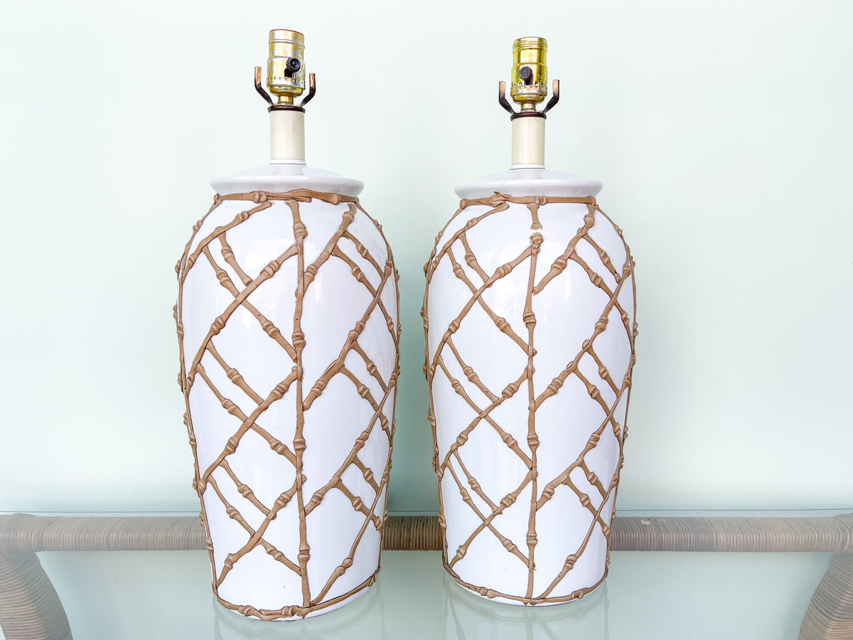 Pair of Faux Bamboo Icing Lamps