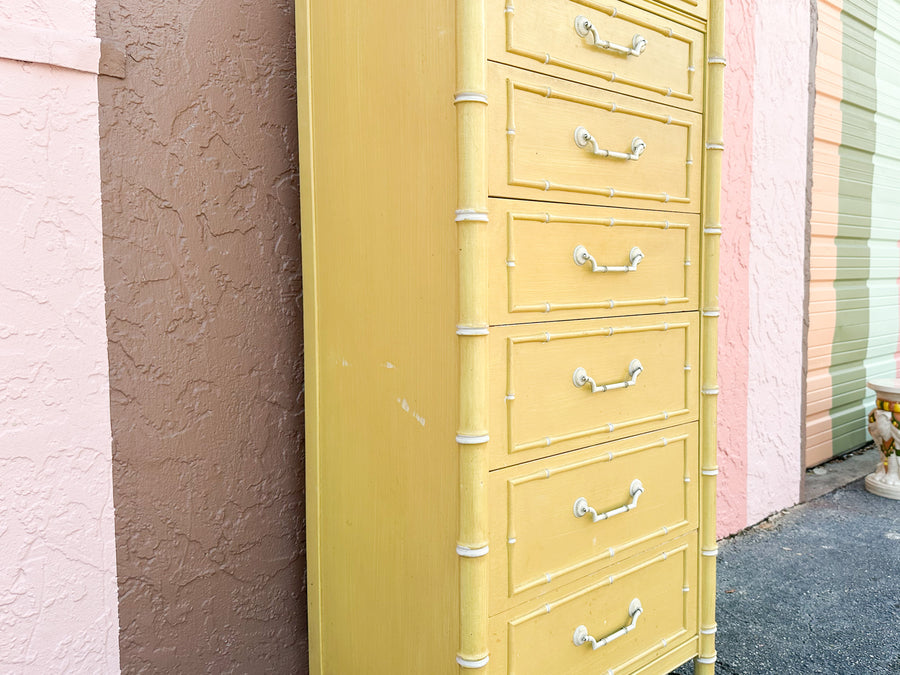 Thomasville Yellow Faux Bamboo Lingerie Chest