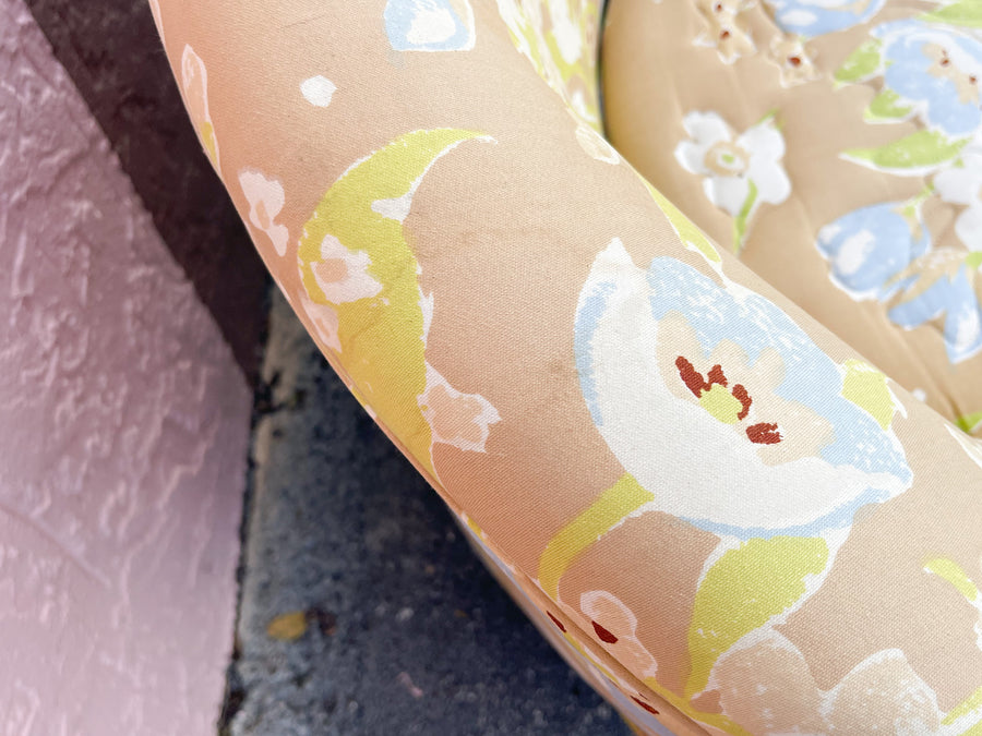 Pair of Granny Chic Upholstered Swivel Chairs