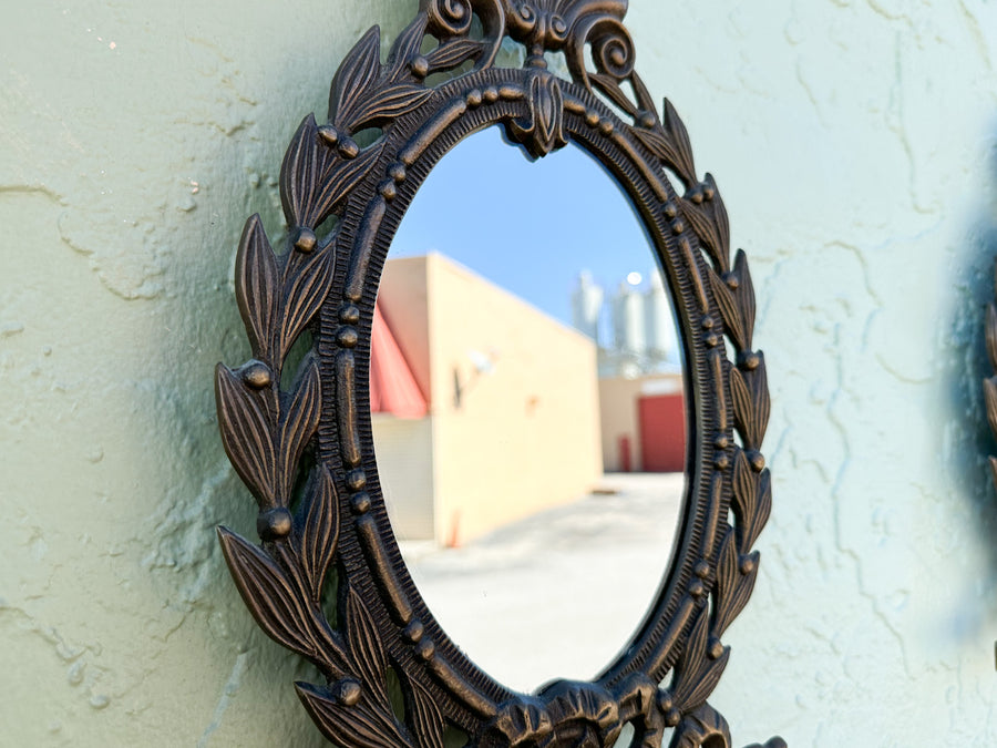 Pair of Petite Brass Bow Mirrors