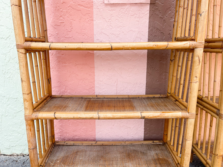 Pair of Island Style Rattan Etageres