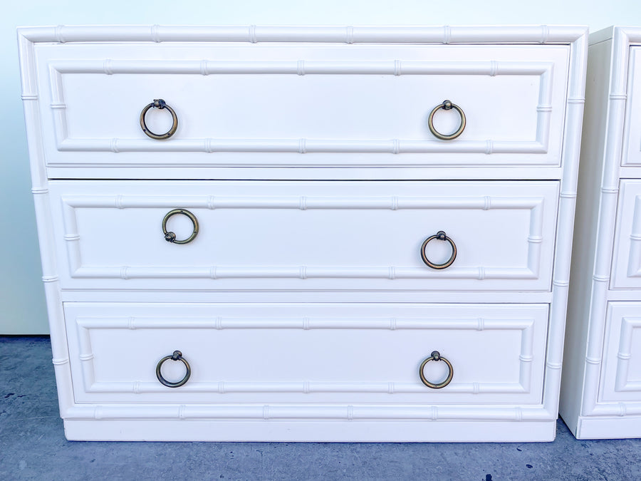 Pair of Faux Bamboo Oversized Nightstands