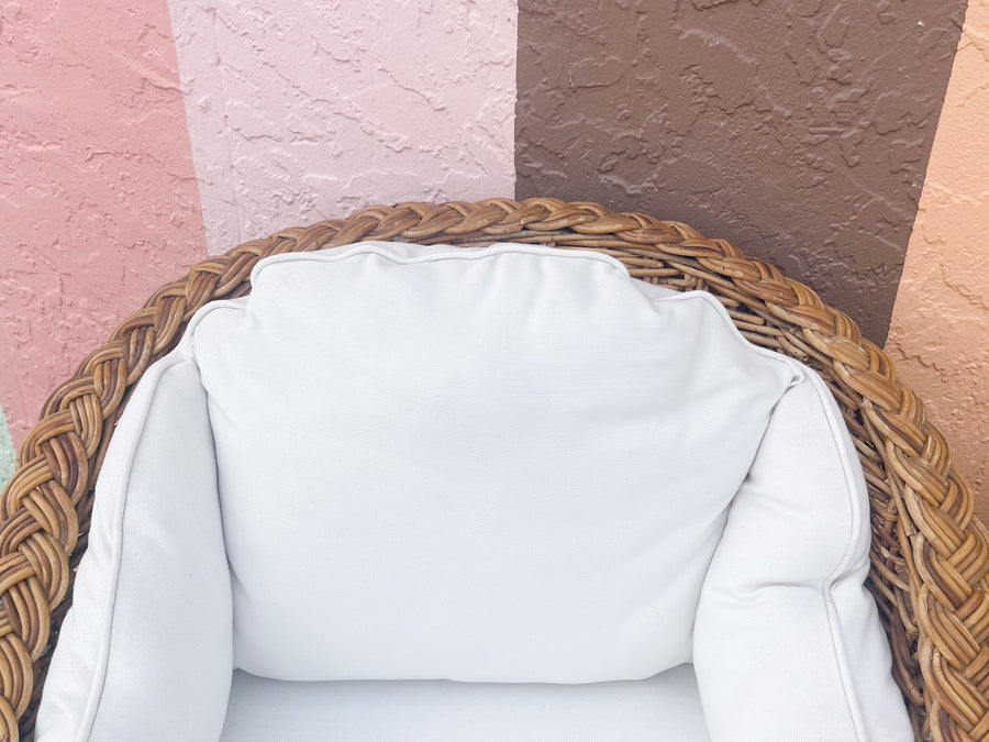 Pair of Braided Rattan Lounge Chairs