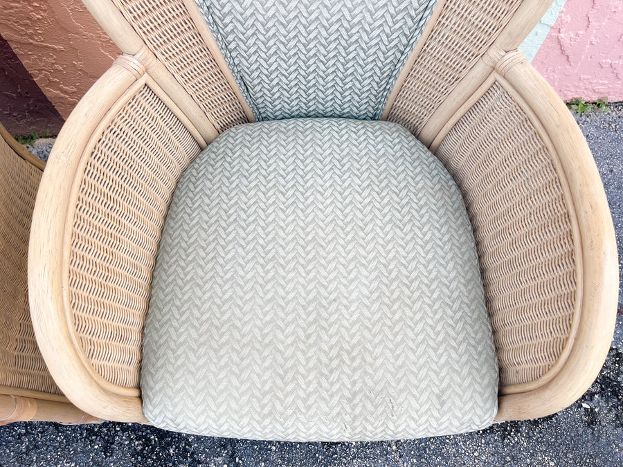 Pair of Island Chic Fan Back Rattan Chairs