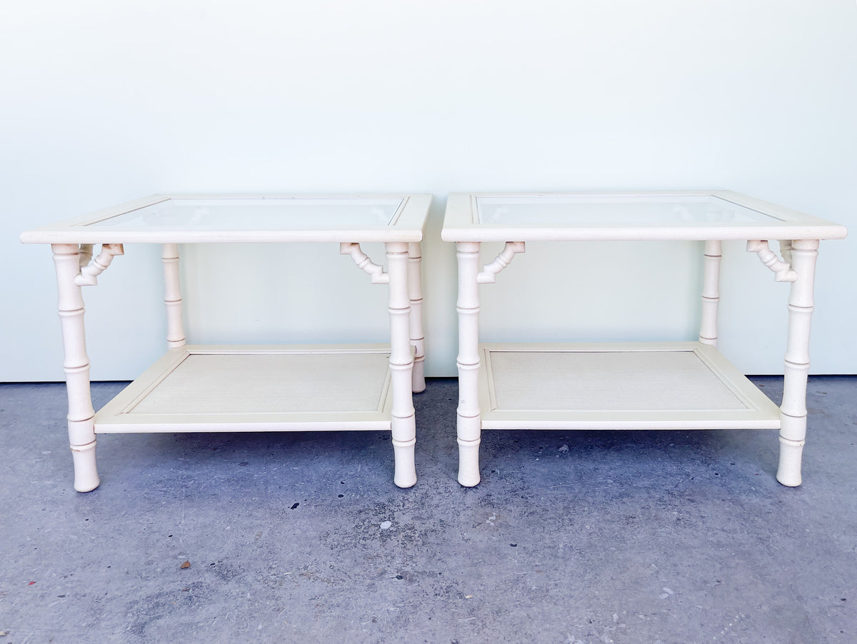 Pair of Faux Bamboo Fretwork Side Tables