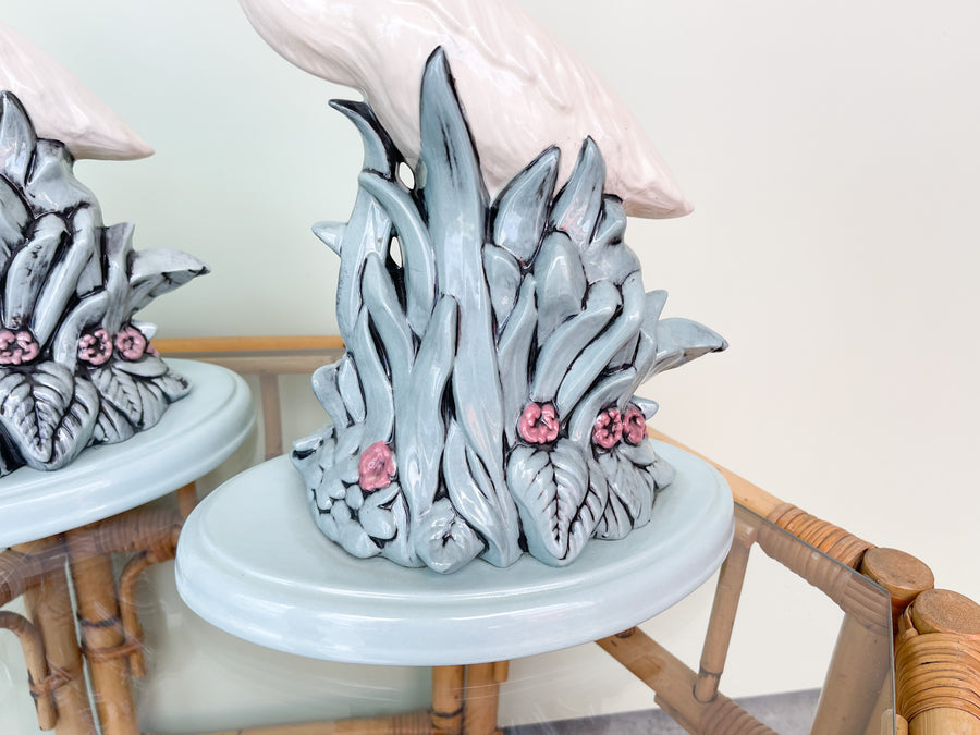 Pair of Old Florida Ceramic Herons