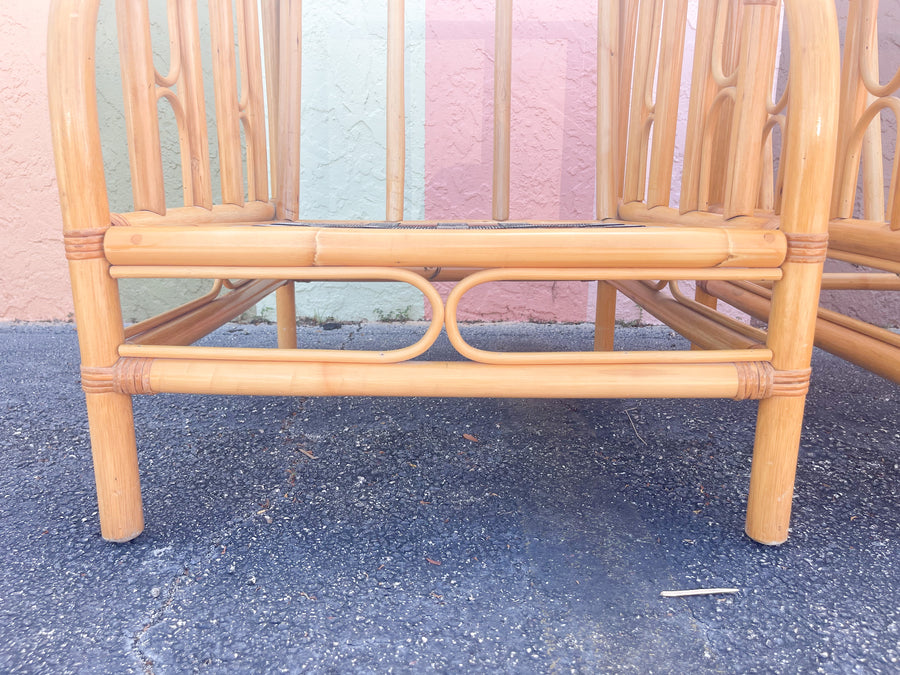 Pair of Old Florida Rattan Lounge Chairs