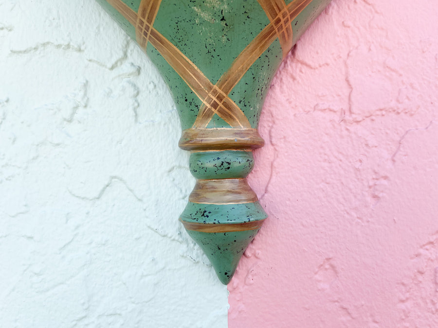 Pair of Celadon Lattice Wall Sconces