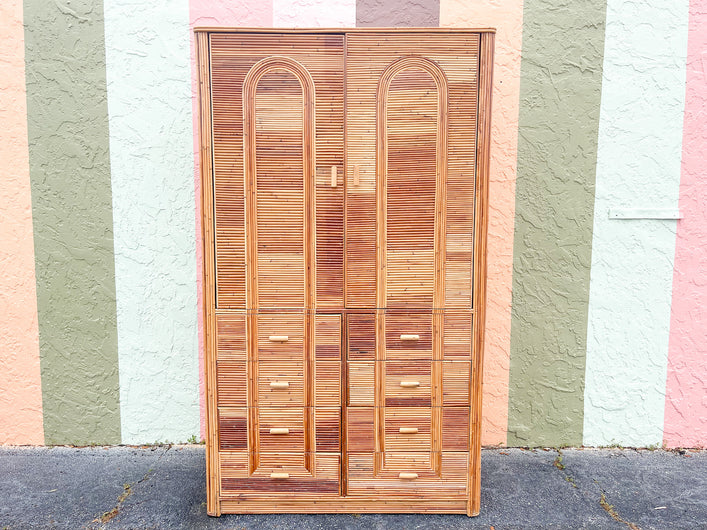 Island Chic Pencil Reed Rattan Armoire
