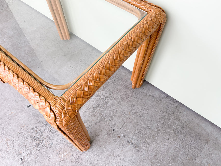 Braided Rattan Side Table