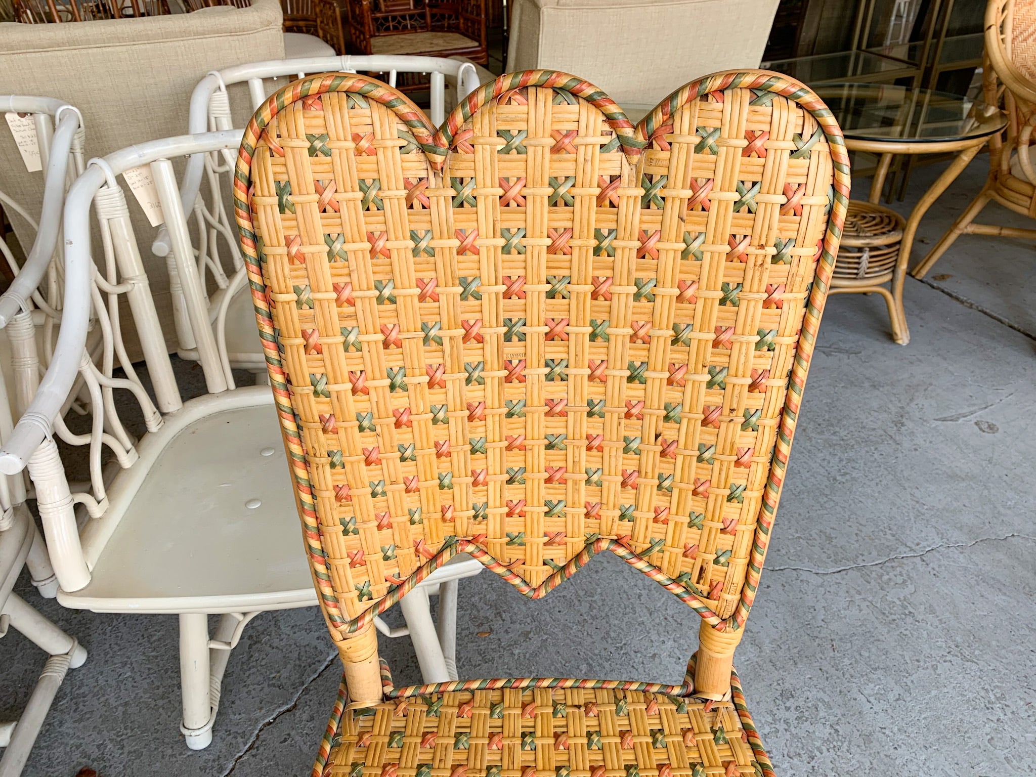 Scalloped discount rattan chair