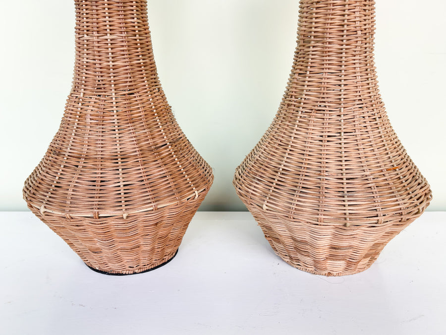 Pair of Cute Wicker Lamps