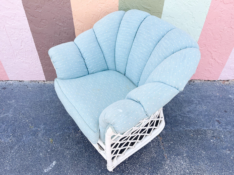 Oversized Ficks Reed Lattice Rattan Lounge Chair