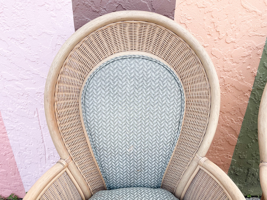 Pair of Island Chic Fan Back Rattan Chairs