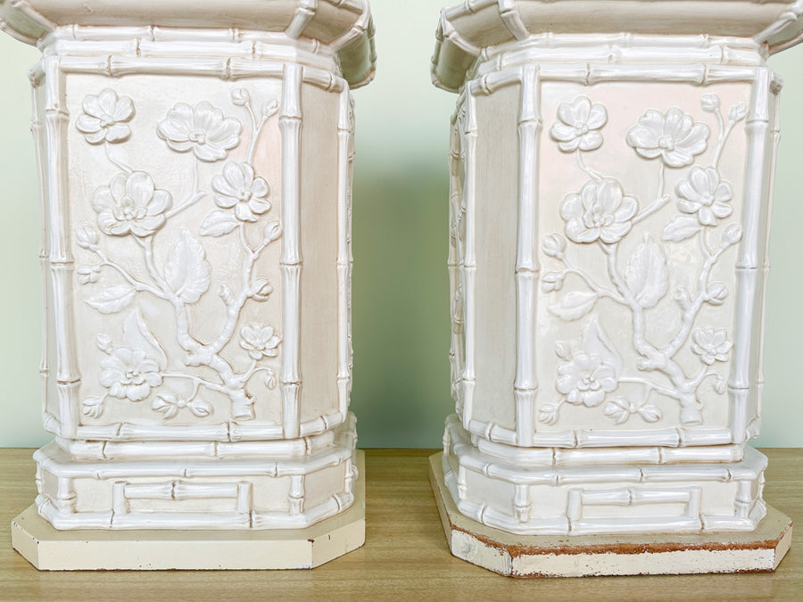 Pair of Faux Bamboo Pagoda Lamps