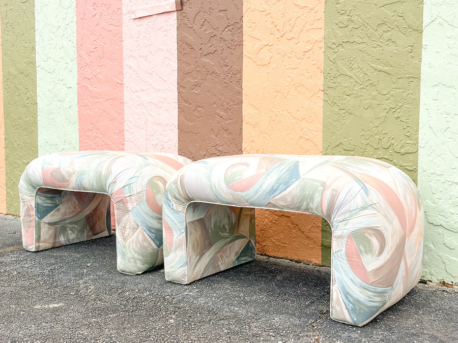 Pair of 80s Chic Waterfall Ottomans