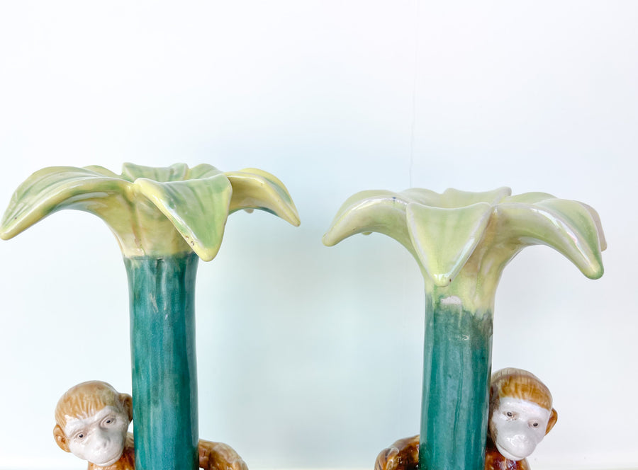 Pair of Whimsical Monkey Candlesticks