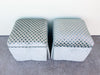 Pair of Teal Upholstered Cube Ottomans