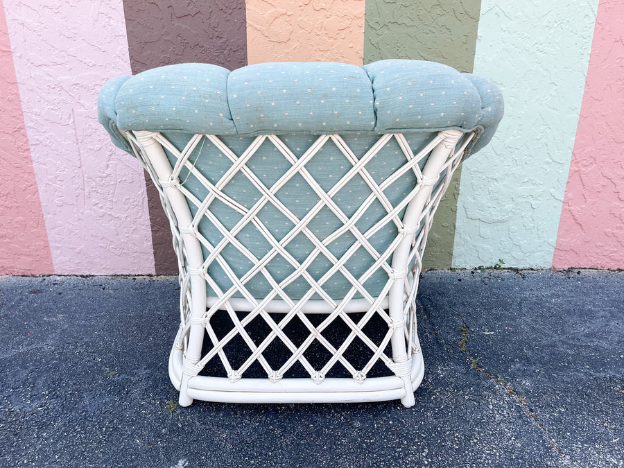 Oversized Ficks Reed Lattice Rattan Lounge Chair