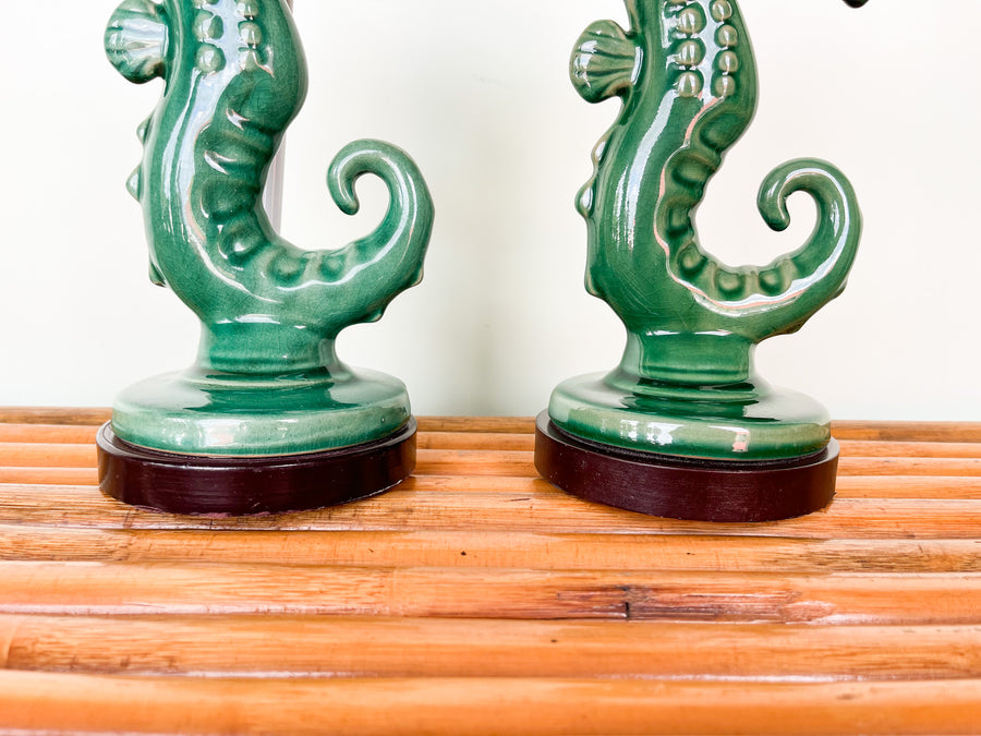 Pair of Adorable Seahorse Lamps