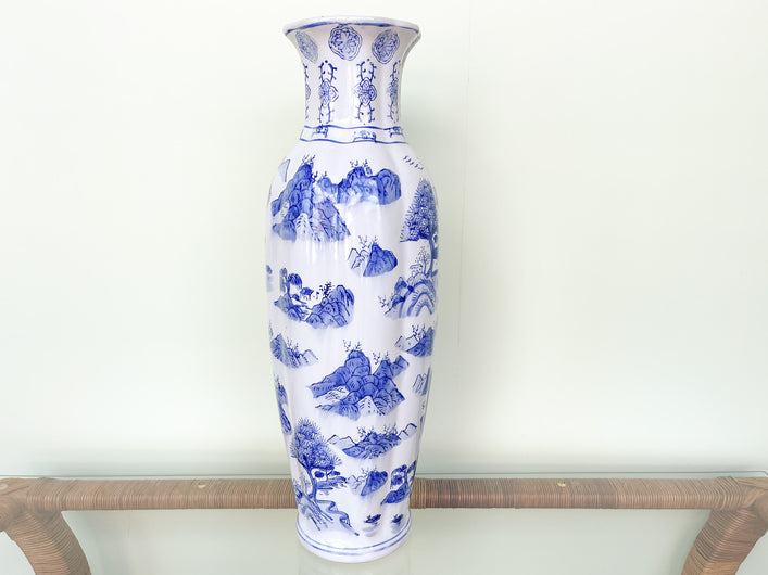 Large Blue and White Pagoda Vase