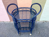 Navy Rattan Bar Cart on Castors