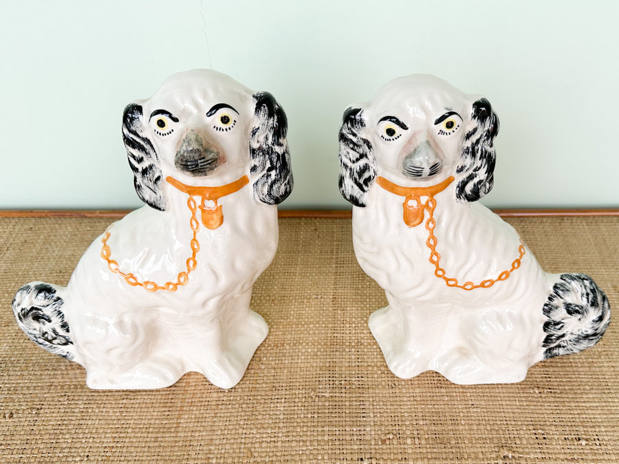 Pair of Black and White Dog Figurines