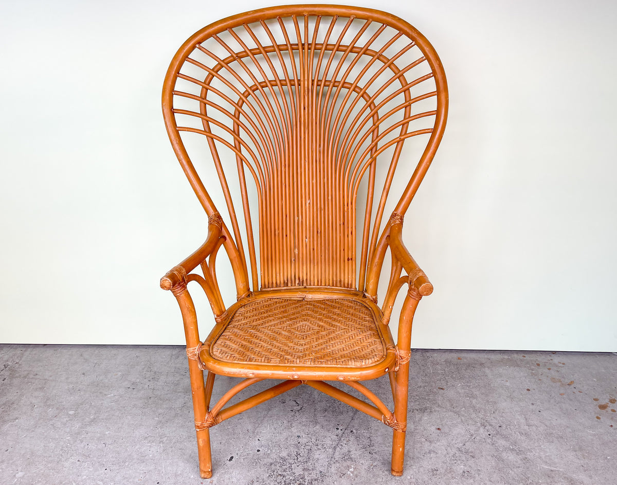 Old Florida Rattan Fan Back Chair