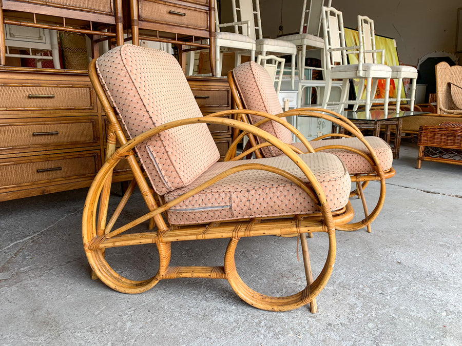 Pair of Island Style Rattan Lounge Chairs