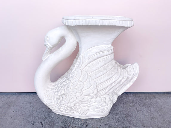 Plaster Swan Life Garden Stool