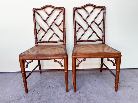 Pair of Faux Bamboo and Cane Chairs