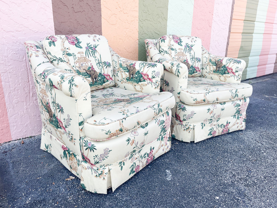 Pair of Perfect Pagoda Upholstered Chairs
