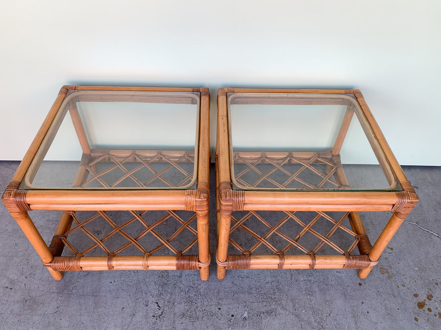 Pair of Island Chic Ficks Reed End Tables