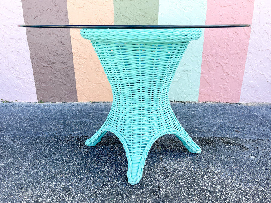 Twisted Turquoise Rattan Breakfast Set