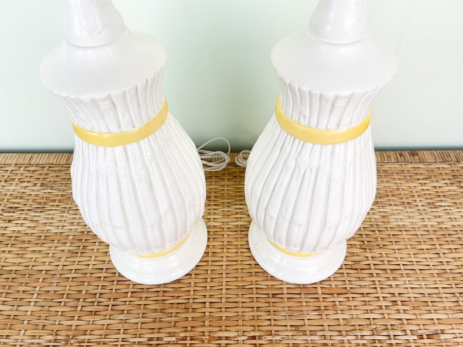 Pair of Palm Beach Chic Faux Bamboo Lamps